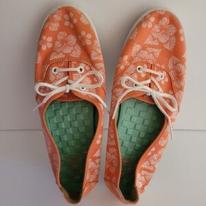 Vans Surf Siders Womens 10 Coral Floral Hawaiian Resort Wear Low Top Sneakers